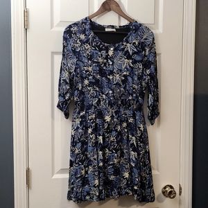 Blue, gray and dark blue dress